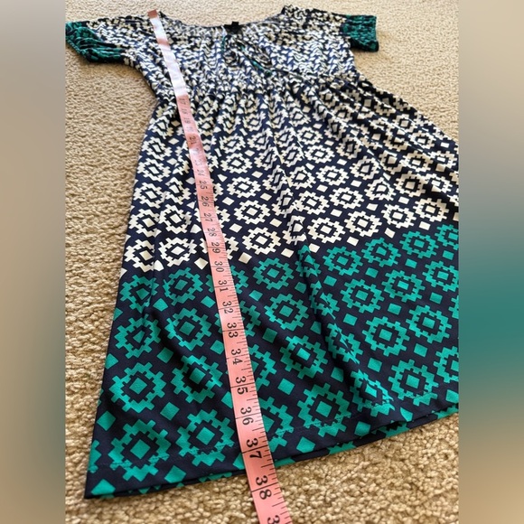 Enfocus Studio Black and Teal Geometric Midi Dress - Picture 5 of 7